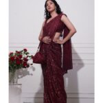 Manvita Kamath Instagram - When in doubt, add more sequins! This red sequin saree and bag combo is the perfect way to shine bright and stand out from the crowd. 💫👜 #SequinLove #Fashionista" @label_divya_samal ❤️ . . . @makeoverby_rekha_karthik_ @venoowaves