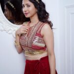Manvita Kamath Instagram - Loving the unique and traditional touch of this chapati blouse as my designer friend @divya.samal calls it paired with this gorgeous lehenga 😆❤️ #FolkFashion #DesiVibes" ❤️ #DesiGirl #LehengaLove" . . @label_divya_samal @venoowavesmxs
