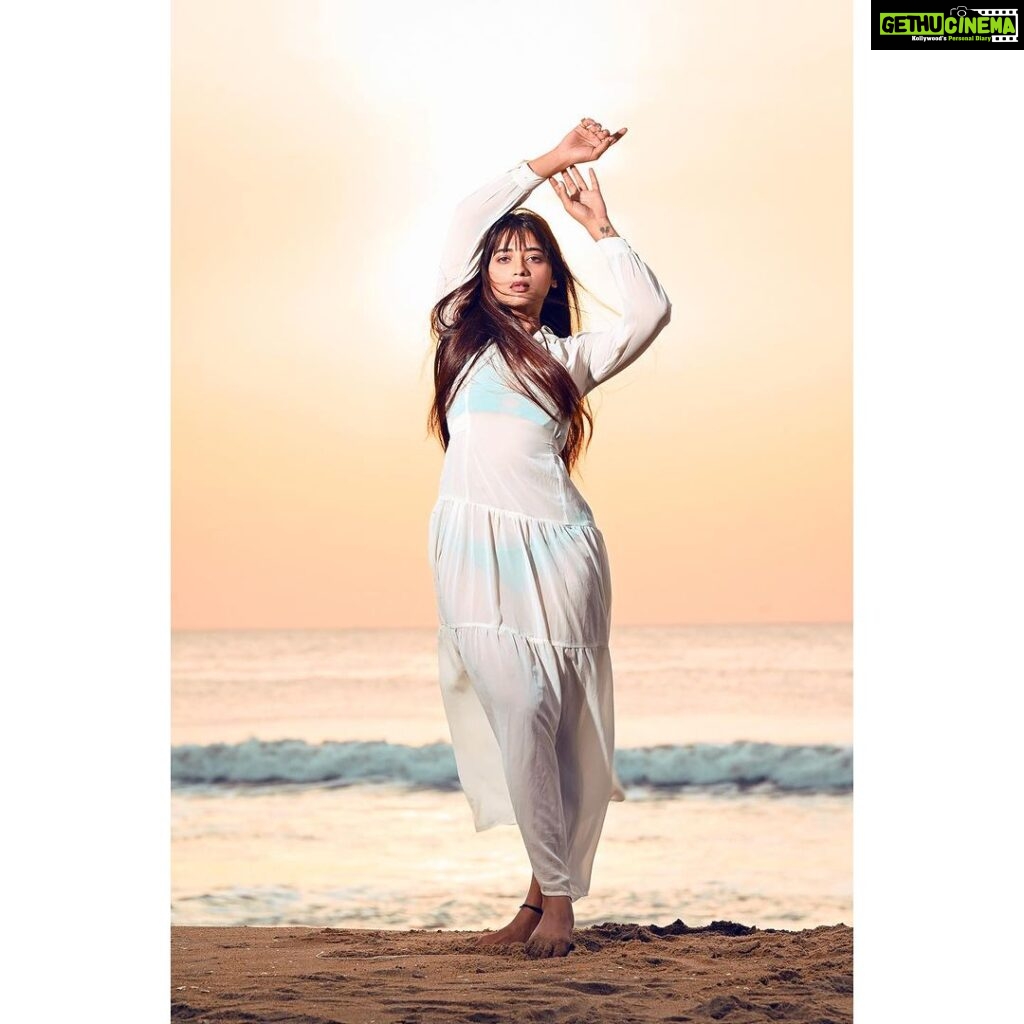 Masoom Shankar Instagram - Channelling the inner goddess energy 🤍 . . Styling by @simran_jha_1111 Photography by @johan_sathyadas Retouch by @whoizsri . . . . . . #maasoomshankar #newphotoshoot #beach #goodvibes #beachphotography #potrait #ootd #bikini #sheerdress #plainjane #sunrise #actorslife #grateful #goddessenergy Chennai, India