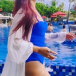 Masoom Shankar Instagram - No filter trips be like ⚡️ . . . . . . . Outfit courtesy @angelcroshet_swimwear Blue Monokini & White beach Cover Up . . . . . . . 📹 @iamtuhinshankar . . . .. . . . . . . . . . #maasoomshankar #holiday #srilanka #travel #travelblogger #blue #weekendvibes #tropical #beachvibes #poolday #bay Radisson Blu Resort Galle