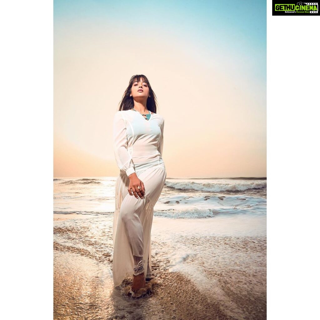 Masoom Shankar Instagram - Channelling the inner goddess energy 🤍 . . Styling by @simran_jha_1111 Photography by @johan_sathyadas Retouch by @whoizsri . . . . . . #maasoomshankar #newphotoshoot #beach #goodvibes #beachphotography #potrait #ootd #bikini #sheerdress #plainjane #sunrise #actorslife #grateful #goddessenergy Chennai, India