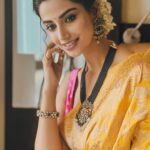 Meenakshi Chaudhary Instagram - 💛🌟🌝 Styled by - @riechamallick Outfit - @warpnweftbysagrikarai Jewellery - @karnikajewelshyd Make up - @hariprasad_mua Photos edited by - @afrographer Chennai, India