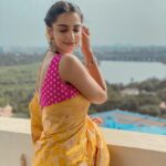 Meenakshi Chaudhary Instagram - Shining bright like the ☀️ Styled by - @riechamallick Outfit - @warpnweftbysagrikarai Jewellery - @karnikajewelshyd Make up - @hariprasad_mua Photos edited by - @afrographer Chennai, India