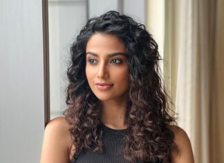 Meenakshi Chaudhary Instagram - Sleep deprived 🥲 but smiling through it all 🤓 @chinnisrinu_stylist @chadarasapallivamsikrishna
