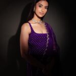 Meenakshi Chaudhary Instagram - 💜💜🦄 Makeup : @snehamnj Hair : @hair_by_naemat Photographer : @lakshmijagan Assistant : @noormakeup_mehndi Styling : @riechamallick Outfit by : @anjanabohra_official Jewellery : @karnikajewelshyd