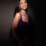 Meenakshi Chaudhary Instagram - 💜💜🦄 Makeup : @snehamnj Hair : @hair_by_naemat Photographer : @lakshmijagan Assistant : @noormakeup_mehndi Styling : @riechamallick Outfit by : @anjanabohra_official Jewellery : @karnikajewelshyd