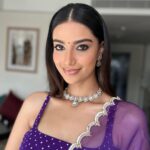 Meenakshi Chaudhary Instagram - 💜💜 Makeup : @snehamnj Hair : @hair_by_naemat Styling : @riechamallick Outfit by : @anjanabohra_official Jewellery : @karnikajewelshyd Chennai