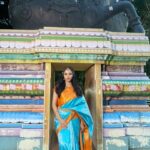 Meghana Gaonkar Instagram - I’m a true blue south indian & I absolutely love wearing the attire!!!☀️ ~ Make up: @ranjith_makeover Hairstylist: @ashavyomraj Saree draper: @dr.durga_worldrecordholder