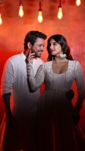 Miesha Saakshi Iyer Instagram - This one is so special ✨ It’s my first dance reel and it’s with my favourite person @nishantbhat85 ❤️ We hope you love this as much as we loved making this 🫰🏻 Miesha’s outfit @fittingroomcouture Location @viralvisionstudios Special thanks @deepak5678