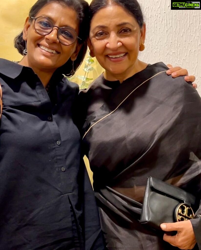 Nandita Das Instagram - Watched Goldfish last night with outstanding performances by @deepti.naval and @kalkikanmani... a mother-daughter story about memory and more. Sensitive and poignant. Thank you #pushankripalani and producer Amit Saxena. I was 18 when I first met Deepti di on the sets of Prakash Jha’s Parinati, though she has known Baba for long. She calls Baba da and I call her di! We worked together in Bawandar as co-actors and I was fortunate enough to direct her in my debut film, Firaaq. But more importantly, we have remained close friends. We have laughed about small things and moaned about the big ones. Last night was a celebration of her outstanding performance and our friendship. ❤️ Sharing a few I was sent of last night…