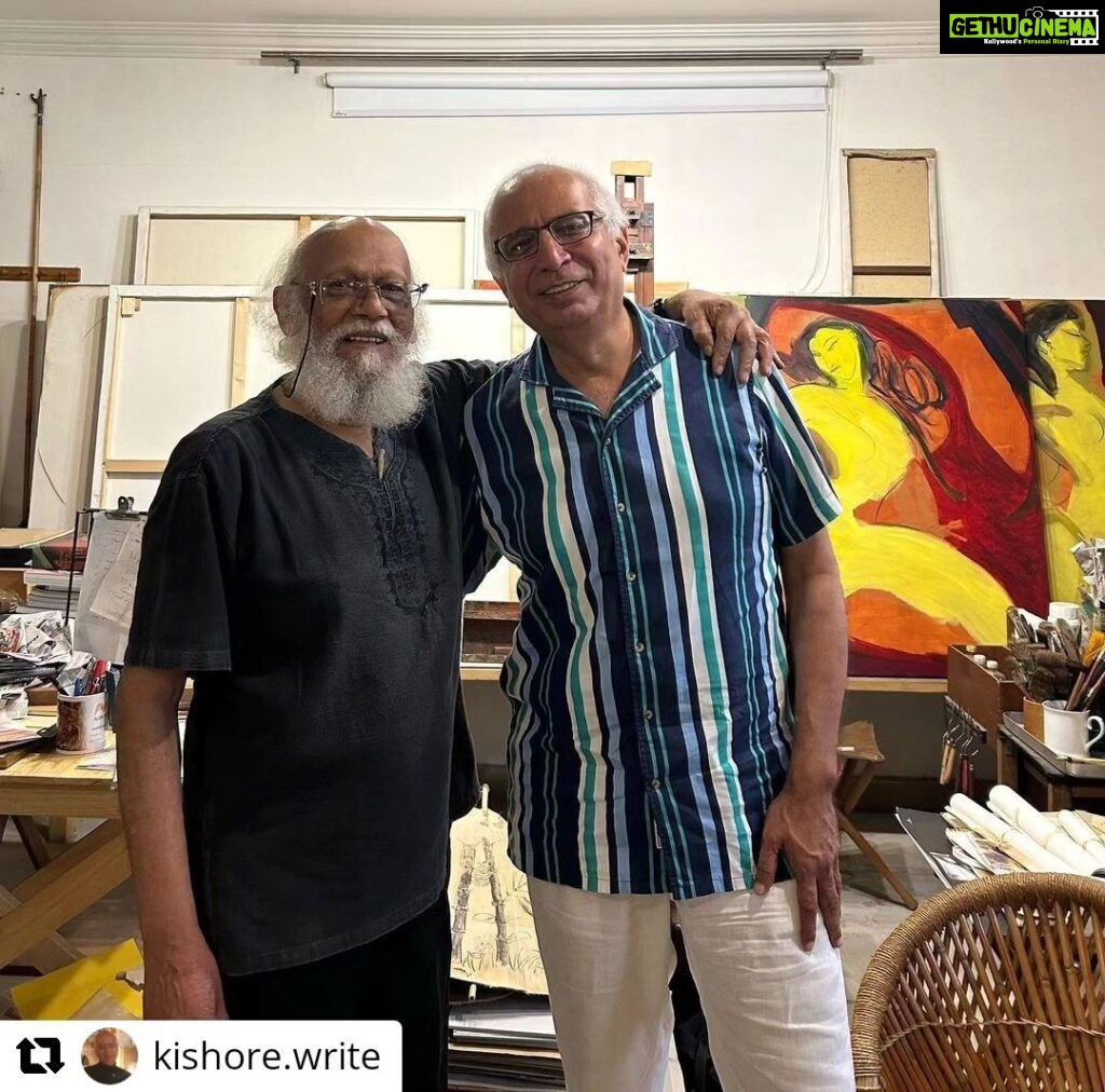Nandita Das Instagram - #Repost @kishore.write • • • • • • Spent the better part of the day at Jatin Das’s studio where the octogenarian artist is overseeing the vast and complex operation that a career retrospective at NGMA involves. Managed a peek at some of his works, the restoration under process for very early paintings, his orderly and organised filing systems…a life in art spread out around him on canvas and paper, in terracotta and metal. Listened to him recite one of his own poems on the infiniteness of the ‘line’. Got ticked off, of course, for not staying in regular touch, heard some lovely stories about other artists, absent and present. Wound up with a great ghar-wala meal. A day well spent?