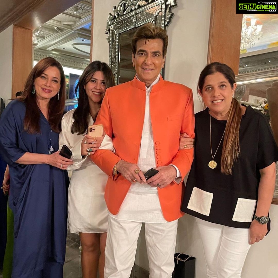 Neelam Kothari Instagram - Happiest birthday Jeetendra uncle May you always be evergreen and shine! 🤩. With my lovelies @ektarkapoor @shabskofficial . #aboutlastnight