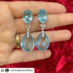 Neelam Kothari Instagram - Back to work!! #workmode #Repost @neelamjewelsofficial • • • • • • Neelam Jewels Crystal clear blue topaz and diamond earrings #neelamjewels @neelamkotharisoni . . . . . #neelam #finejewellery #finejewels #magnificentjewels #art #creations #designer #jewellerydesigner