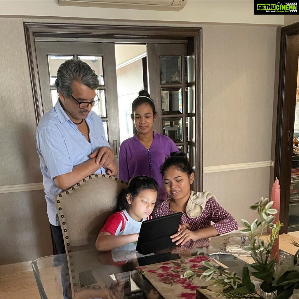 Neelam Kothari Instagram - When my work force decide to help Ahana with her Hindi homework.... whilst mama is a spectator 😂😂😂😂