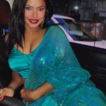 Neetu Chandra Instagram - I rather be blue thinking of you in a #blue #saree 😉💕 https://youtu.be/k4pYENXT9Ek