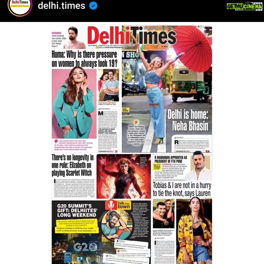 Neha Bhasin Instagram - When a delhi girl makes it on front page of Delhi Times she remembers the little girl sitting in her veranda who said to her parents I will grow up to be a famous popstar. That girl feels like she made it 🥹🩷. 21 years of dreaming, being on my way, staying relevant and yet feeling like she has just started 💗💗 Ps : these very streets of greater kailash market aka M block market were our ada in south delhi. Thank you @delhi.times for taking me down memory lanes. A delhi girl at heart forever.