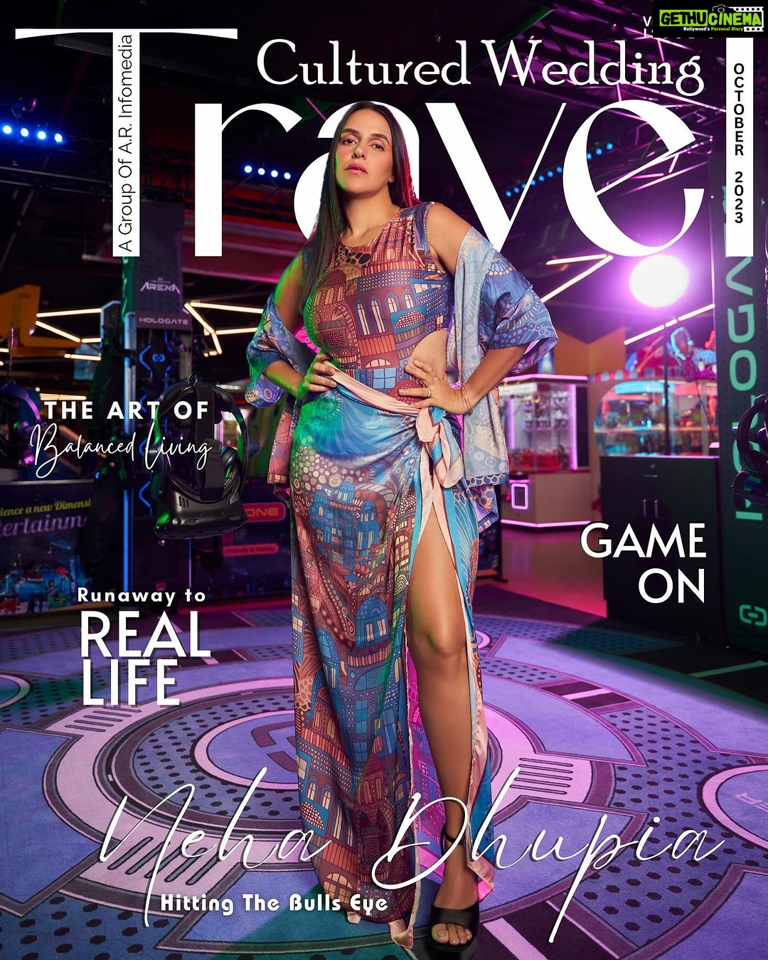 Neha Dhupia Instagram - This October we bring the shining star @nehadhupia from our very own Bollywood Galaxy. Magazine: @culturedwedding Travel Edition Managing Editor: @yadav_manjeet Business Head: @divyanijain1925 Produced by: @maximus_collabs_ Photographer: @kvenayaak Stylist: @shauryaathley Make-up & Hair: @diva_rose21 @karanrai001 @kiran_chhetri92 Jewellery: @bblencci Location: @timezonegames , Ambience Mall -Vasant Kunj ,Delhi Media Agency: @hardlyanonymous_2.0 Co-ordinated by: @nadiiaamalik . Cover look: @tizzi.official Purple look: Overshirt: @paulmiandharsh Jumpsuit: @sanabarrejaofficial Green pattern dress: @reynutaandon Yellow look: @baisegaba #culturedwedding #nehadhupia #covergirl #october2023