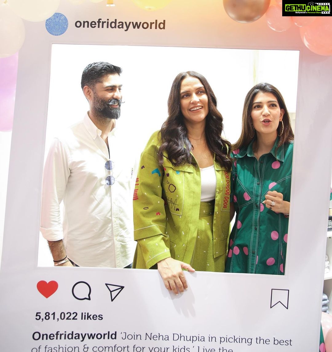 Neha Dhupia Instagram - Glowing green ☘️ …. #dehidiaries Congratulations my fav crew @onefridayworld on the opening of a mega store … happy shopping people at mall of india . . . . @diva_rose21 @karanrai001 @kiran_chhetri92 @dgphotoworks @shahinmannan @elevate_promotions @onefridayworld