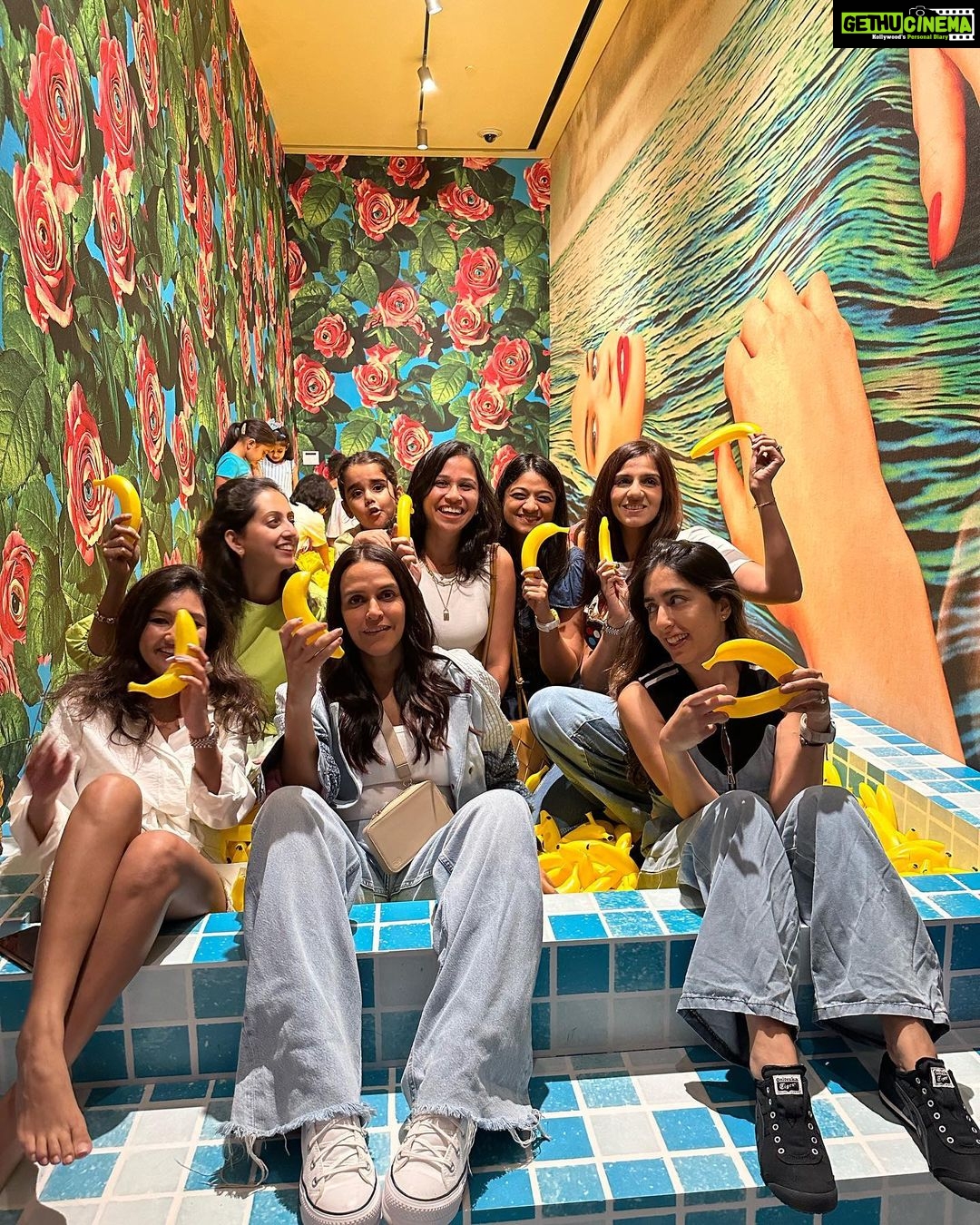Neha Dhupia Instagram - We witnessed one of the coolest exhibits with the cutest kids and the calmest moms ( ok thatβs an oxymoron π) πππ πππβ¦ Loved every bit of our afternoon here β¦ it was #pictureperfect !!! @ashidua @mithila05 @ankitajaisinghani @nishkalulla #monalkabra #kinnari β₯οΈ #NitaMukeshAmbaniCulturalCentre #RunAsSlowAsYouCan #InfinityRoom @yayoikusama_ #yayoikusama @nmacc.india