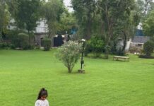 Neha Dhupia Instagram - Jus these two ♥️♥️ rolling around in the grass … and being blessed by #dada #daadi … our #simplesummer 🏠♥️ 🧿