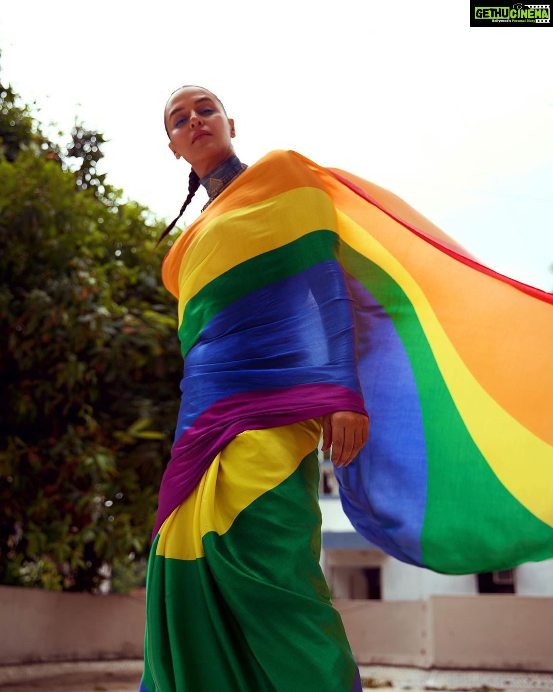 Neha Dhupia Instagram - Rainbows π everywhere β¦ . . . . . . . . @suta_bombay π @ayeshakhanna20 thank you for the styling @mitavaswani thank you for the make up @hmua_soniyamodi thank you for the hair @kapilcharaniya thank you for the πΈ @whimsicalfantasy thank you for the thoughts