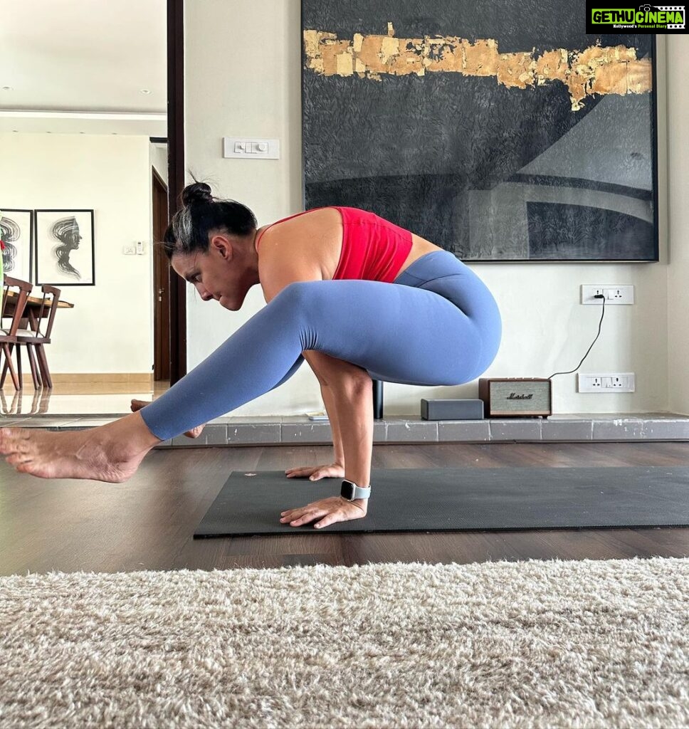 Neha Dhupia Instagram - Power n peace lie in the journey between practice and posture …. #yoga #yogapractice #learningeveryday #workinprogress