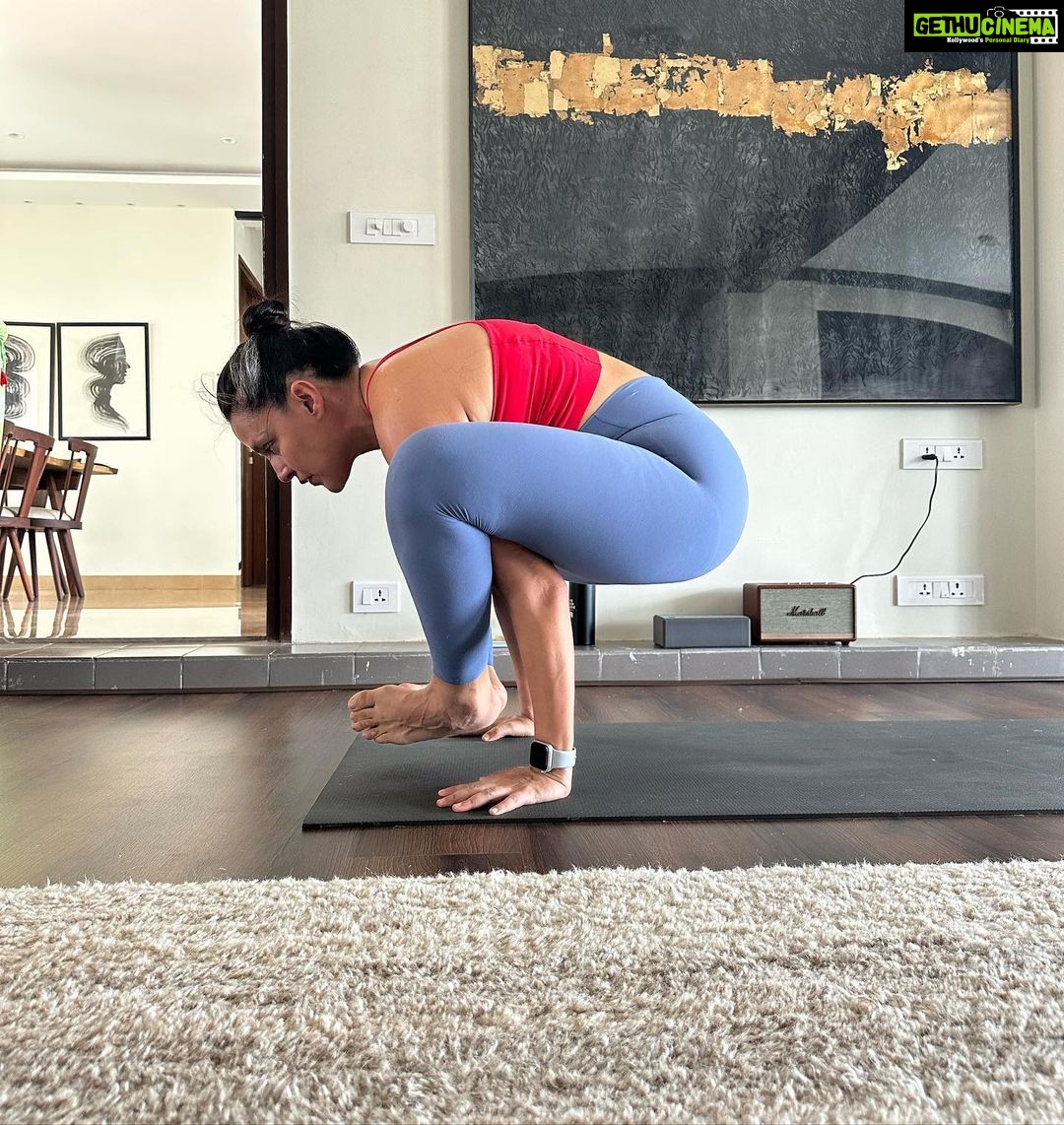 Neha Dhupia Instagram - Power n peace lie in the journey between practice and posture …. #yoga #yogapractice #learningeveryday #workinprogress