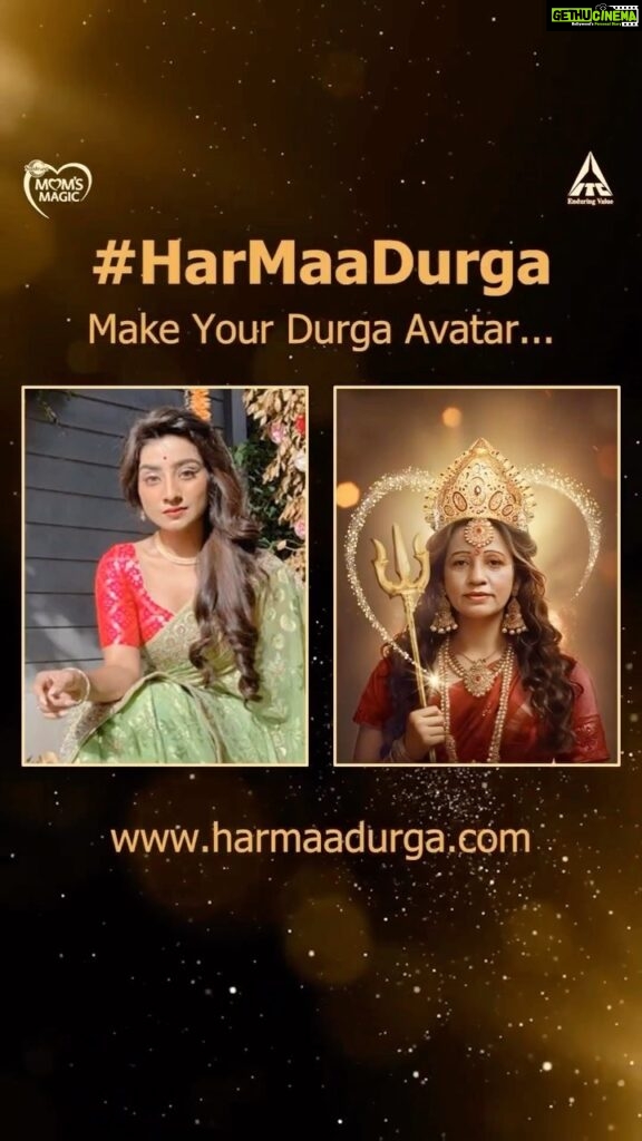 Neha Marda Instagram - Upload your mom's photo on www.harmaadurga.com & see her turn into Durga Maa through the magic of AI! Sunfeast Mom's Magic is creating magic at the Mom's Magic Ahiritola pandal. They paid tribute to 1008 moms of Kolkata by creating their actual Durga Maa avatars at the pandal! My mom & I felt truly blessed to be there. :) @sfmomsmagic Makeup @ornate2019 Styling @bandhanbynehajain #ad #HarMaaDurga #MomsMagic #SunfeastMomsMagic #IssDilKeAageSabkiHaarHai #sunfeast #nehamarda #navratrispecial #navratri