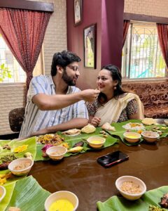 Nehalaxmi Iyer Instagram - 🧿 Caught in a love so sweet, we couldn’t keep it a secret any longer! 
A feast of emotions this Onam, our hearts are overflowing with Joy as we share something extra special with all of you. 

.

.

.

.

.

.

.

.

.

.

.

.

.

.

.

.

.

.

.

.

.

.

#bigannouncement #love #relationships #couplegoals #cutecouple #onam #onamvibes #sadya #whitesaree #kerala #nehalaxmi #ishqbaaz #explore #powercouple #instadaily #instagood #tamilian