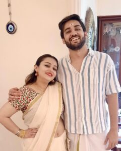Nehalaxmi Iyer Instagram - 🧿 Caught in a love so sweet, we couldn’t keep it a secret any longer! 
A feast of emotions this Onam, our hearts are overflowing with Joy as we share something extra special with all of you. 

.

.

.

.

.

.

.

.

.

.

.

.

.

.

.

.

.

.

.

.

.

.

#bigannouncement #love #relationships #couplegoals #cutecouple #onam #onamvibes #sadya #whitesaree #kerala #nehalaxmi #ishqbaaz #explore #powercouple #instadaily #instagood #tamilian