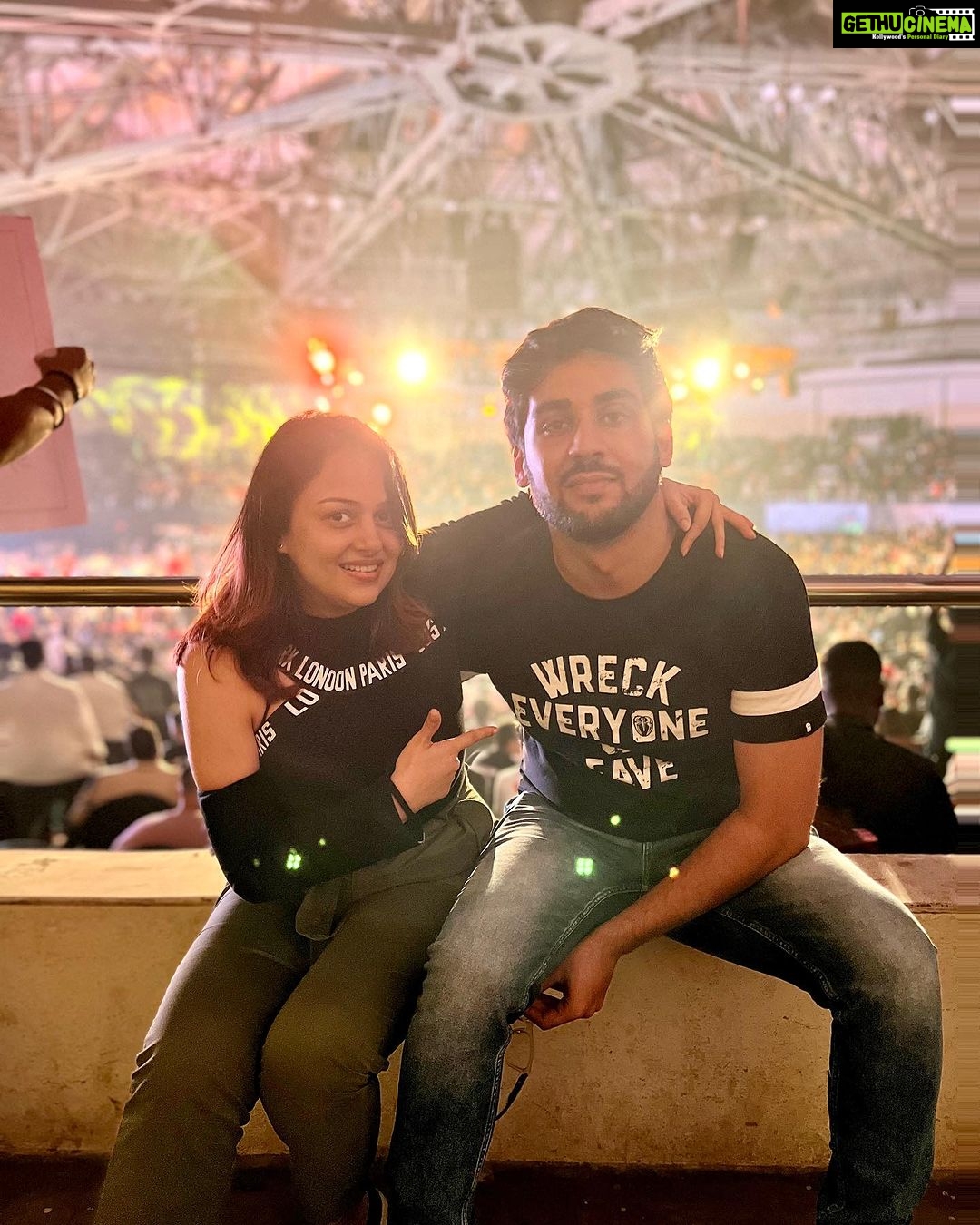 Nehalaxmi Iyer Instagram - Ticking off watching WWE Live from our bucket list : Check Finding love: Double check. Living life to the fullest: Priceless. Hyderabad Gachiboli Stadium