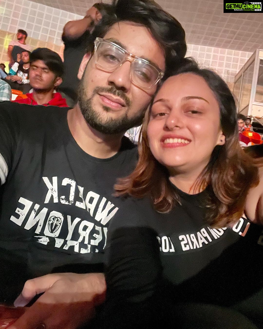 Nehalaxmi Iyer Instagram - Ticking off watching WWE Live from our bucket list : Check Finding love: Double check. Living life to the fullest: Priceless. Hyderabad Gachiboli Stadium