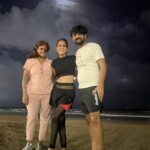 Nia Sharma Instagram - Moonlit sky 🌌 and your family vibe. @vinayyshrma @ushaa2863 🥰