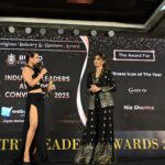 Nia Sharma Instagram - Went for an award show looking like a trophy😊 Looking fit feeling fit to receive a fitness award from someone I’ve always idolised. @theshilpashetty 🙌💯 @anujjoshiproductions shots💯💯 Outfit: @labeld Stylist: @stylebysaachivj Makeup: @niasharma90 😘 Hair: @sankpalsavita @ajaypatilphotography the stage pictures.🙌 @brandempower.in