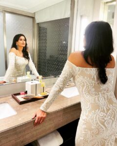 Nidhi Subbaiah Instagram - For @siimawards 2023! 🤍🤍🤍 Wearing @laxmikrishnaofficial 💋 Last picture’s my favourite 😛 Hilton Dubai