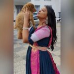 Nisha Ravikrishnan Instagram - Today's good mood is sponsered by my brownie fattu puppy 🙈🥰🤌🏻 And yes it's never just a dog .......... Happy evening everyone 🙌 #nimmanisharkn 🖤🤍