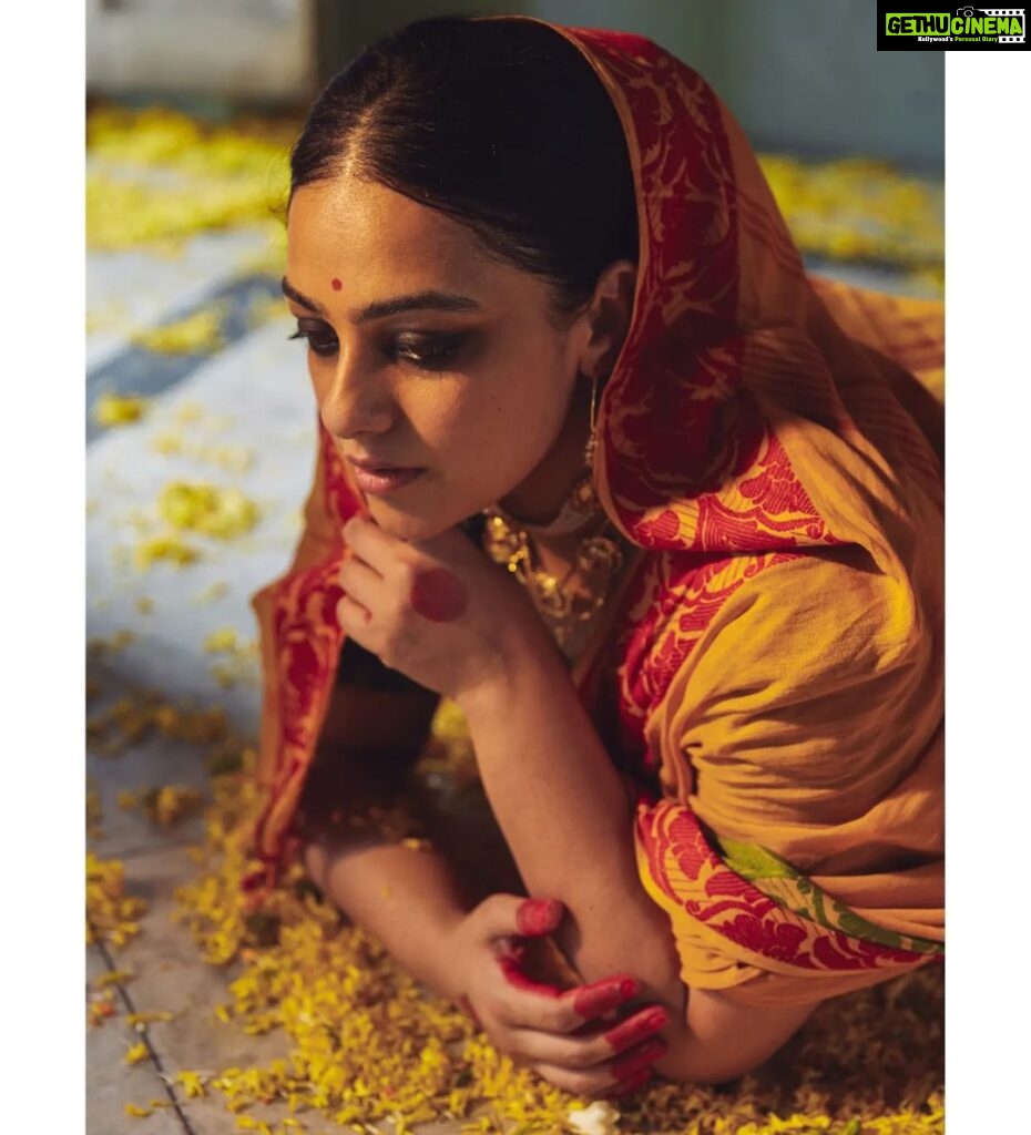 Nithya Menen Instagram - Chitrangada', a dance drama, originally composed by Nobel laureate Gurudeb Rabindranath Tagore in 1892, is based on the love life of Manipur's princess Chitrangada and Arjuna, the third Pandava of the epic Mahabharata. It documents the emotional journey of Chitrangada as she is awakened by her irresistible love. Reimagine is an attempt to create a fresh look and feel for the characters, and spinning a new story out of them. But all are re-interpretations with an intriguing approach while retaining the visual essence of the original works. This one particularly is a tribute to all girls who grew up in Bengal, and dance classes were an integral part of their life. The little girls participated in Rabindrajayanti celebrations in the locality where Tagore’s dance dramas were performed. Creative direction and styling, make up done by @rishabhad Clothes @parama_g Photography @sauvicksengupta