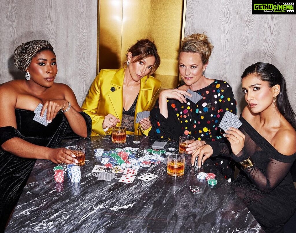 Pallavi Sharda Instagram - ‘In stellar company’ If anyone told me I’d be playing pre Logies poker with three badass bosses that are @martadusseldorp @karvanclaudia @chikathat (or that I’d have to cut off the sexy heads of @rovemcmanus and @celestebarber to fit a photo of @tonaaayy being little spooned by @karlstefanovic_) - I’d have told ‘em their dreamin’. A little ode to when the most wonderful & bizarro of Aussie dreamin’ comes true. @stellarmag @sarrahlemarquand @stevenchee @siobhan.duck Wearing @camillaandmarc & @tiffanyandco 💄 @juliecooper_makeup