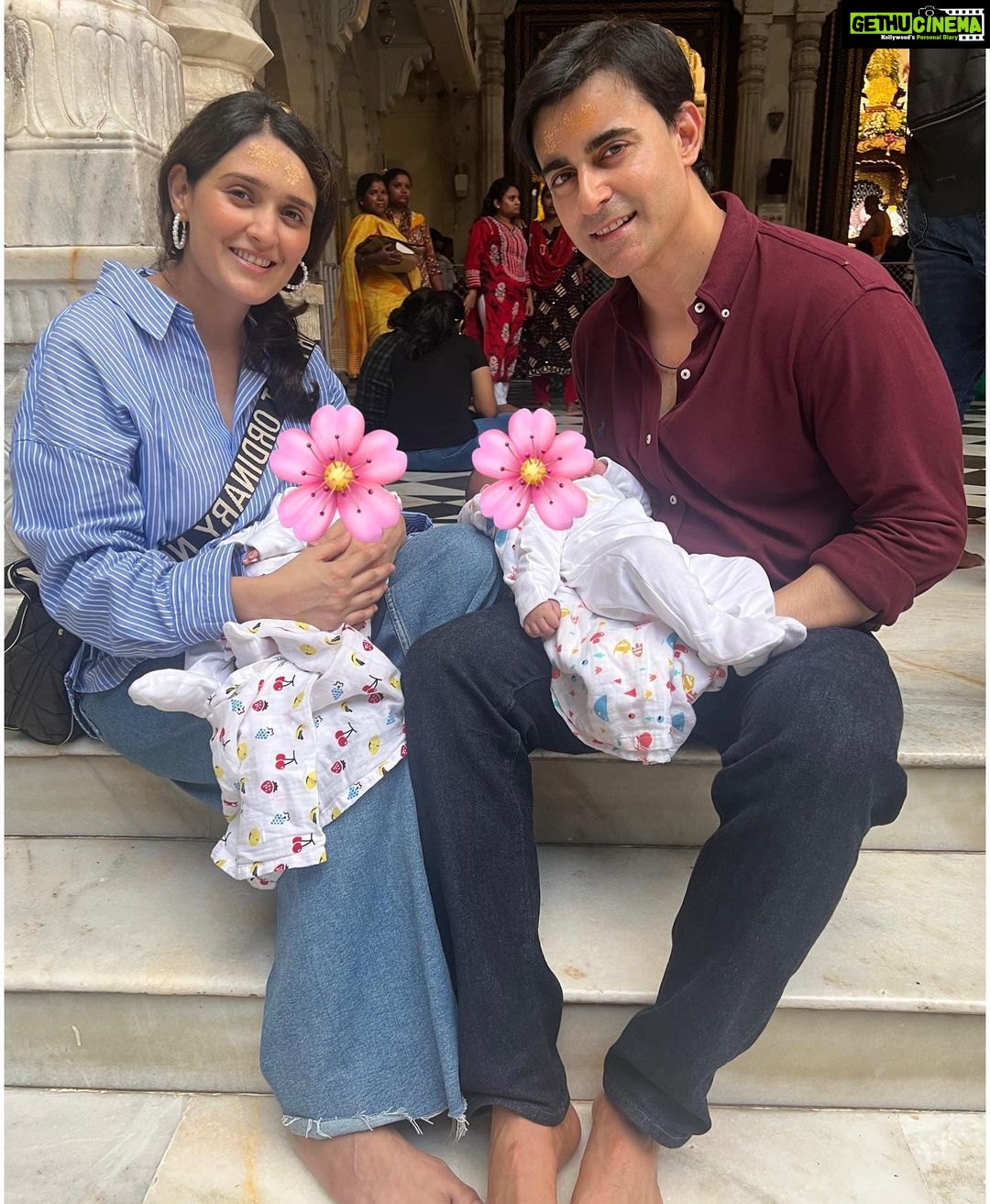 Pankhuri Awasthy Rode Instagram - Double the love, double the blessings on our babies’ first visit to the ISKCON Temple. 🙏❤️ #TwinningInFaith"