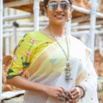 Paoli Dam Instagram - 💛🤍 Styling by @poulami.rgupta Jewellery by @dazzlingdanglersbyruchi Blouse by @sayantighoshdesignerstudio Makeup by @makeupartist_sourav Hair by @shyamali.das.7583 . Photographed by @avipal_official . . . #yellow #white #sareelove #instagram #carouselpost #instafit #postoftheday #potd #pujolook #outfitoftheday #lookoftheday #instarepost #paolidam #paolidamofficial