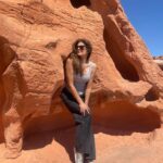 Pooja Batra Instagram – In the geologic wonderland known as Valley of Fire 🔥with Petroglyphs that date back AD 500-1100 & rich Cryptobiotic Soil. #Nevada #LasVegas 📸 @tamannashah