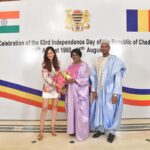Pooja Chopra Instagram - An absolute honour to represent India at the 63rd Independence Day celebrations of the Republic of Chad. The warmth and humility by which I was greeted by her highness as well as the secretary was absolutely commendable. They love India and are huge fans of bollywood films. I was greeted by the very famous ‘Jimmy Jimmy’ song. What a wonderful and memorable evening indeed 🇹🇩🥂 #india #ambassador #chad #republicofchad #independenceday #latepost Delhi