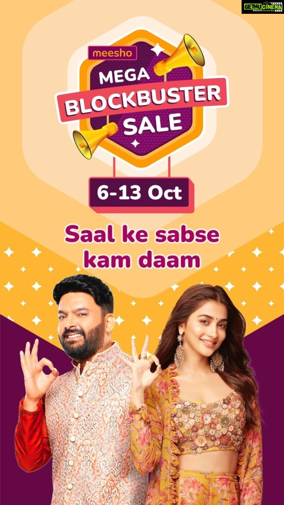 Pooja Hegde Instagram - Lo aa gaya real deal- Mega Blockbuster Sale is live! 🥳 Level up your shopping and your festivities with the lowest prices of the year, only at Meesho! 🎉 Sale live from 6th-13th October. Download the app now! 📲 . . . . . . #Meesho #MeeshoApp #MeeshoMegaBlockbusterSale #MeeshoCheckKaro