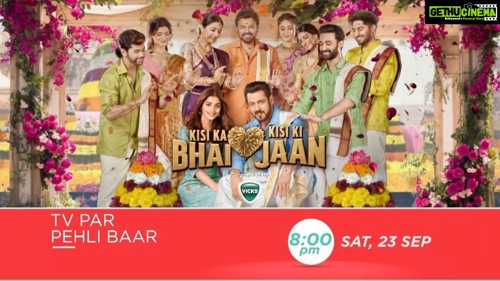 Pooja Hegde Instagram - Get ready to watch this Family Entertainer! Dekhiye #TVParPehliBaar Kisi Ka Bhai Kisi Ki Jaan, Sat, 23rd Sep, raat 8 baje, sirf #ZeeCinema par. #KisiKaBhaiKisiKiJaan #KisiKaBhaiKisiKiJaanOnZeeCinema #KisiKaBhaiKisiKiJaanOnZeeCinemaOn23rdSep #SeeneMeinCinema @zeecinema @beingsalmankhan @venkateshdaggubati @iamjaggubhai_ @raghavjuyal @jassie.gill @bhumika_chawla_t @shehnaazgill @thesiddharthnigam @palaktiwarii @singhvijender #AbhimanyuSingh @vinali_bhatnagar @bhagyashree.online @alwaysramcharan @farhadsamji @skfilmsofficial @zeestudiosofficial