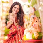 Pooja Sawant Instagram - बाप्पा येतोय ♥️😘 Location @kalasystudios Photography @niraj_sarda Video @thefilmerab Makeup and Hair @sheetalpalsande Saree @saudamini_g Blouse @nishfash_design_studio Decor @decorbyketan
