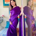 Pooja Sharma Instagram - Saree ki saree baat ye hai ki… bas yahi hai… Saree ki saree 😜 #funnycaptions #saree #reelsinstagram #purple #chiffon