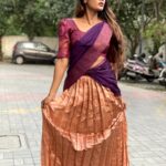 Poornima Ravi Instagram - Half saree ❤️ From @swarnasaris