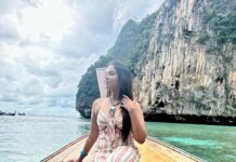 Pujita Ponnada Instagram - Nature brings me peace and calmness 🌊🫶🏻 @loveandaman #pujitaponnada #phiphiisland #thailand #travel Pileh Lagoon - Phi Phi Islands