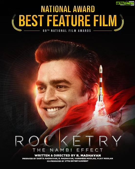 R. Madhavan Instagram - Just as Chandrayaan-3 lands on the Moon, Rocketry-The Nambi Effect, lands one of the greatest and prestigious awards of all time! Indeed @actormaddy , you've "taken us to the stars," and the boundaries have been surpassed. Congratulations to our Rocketeer, Director Maddy 🔥 @actormaddy And kudos to my family, Team Rocketry! 🎉 . . #rocketrythenambieffect #rocketrythefilm #nationalawards #nationalawards2021 #nambinarayanan #isro #chandrayaan3 #rmadhavan #actorsuriya #srk #proudindian