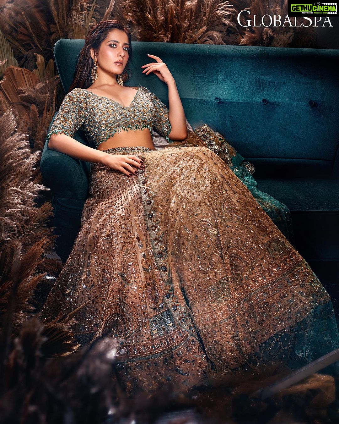 Raashi Khanna Instagram - Damsel, but not in distress. ๐ Magazine: @globalspaindia Chief Editor: @parineetasethi Interviewed by: @peoplebazaar Creative Director: @juhi.ali Stylist: @archamehta Photographer: @tejasnerurkarr Company: @greymatterhub_official Assisted by: @rehmanansariofficial Make-up: @makeupbyshefali.s Hair: @zoequiny.hair Lehenga: @dvasabyabhi Jewellery: @mayasanghavijewels Decoration: @shyampandurangbhagat Cinematographer: @chalchitrakar Location: @monochromestudios_ Publicist: @idhyahmedia @sanchitatrivedi Co-ordinated by: @nadiiaamalik